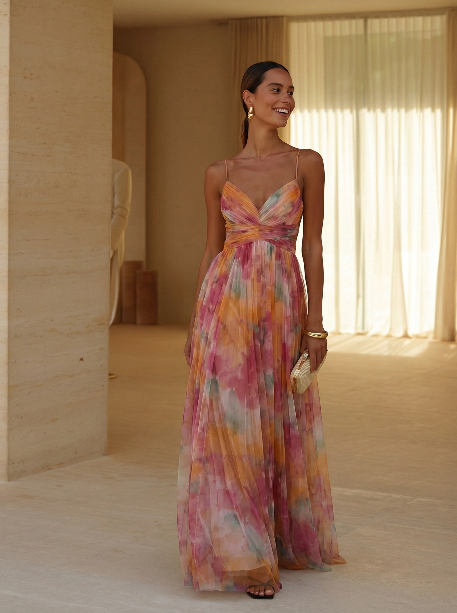 Roséa Bloom Maxi Dress – Floral Summer Silhouette with Adjustable Back Detail