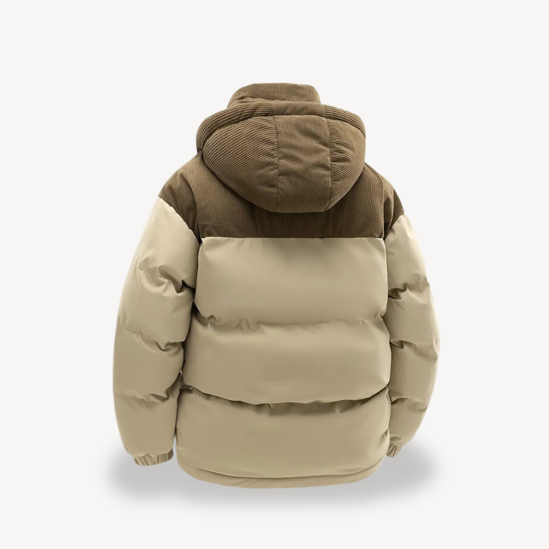 Men’s Puffer Jacket with Contrast Hood – Modern Utility Edge