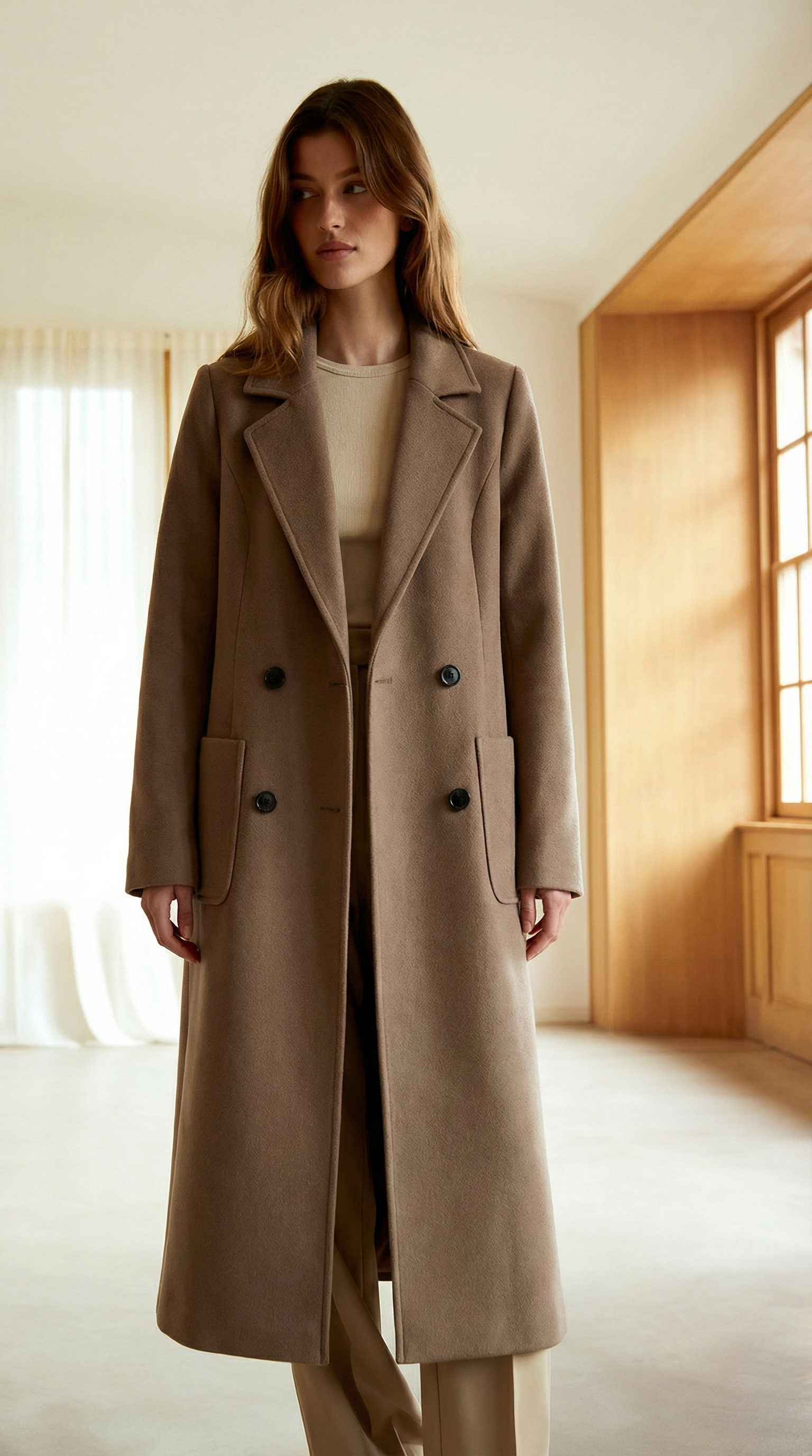 Audrey – Women’s Belted Wrap Wool-Blend Coat – Longline Winter Overcoat