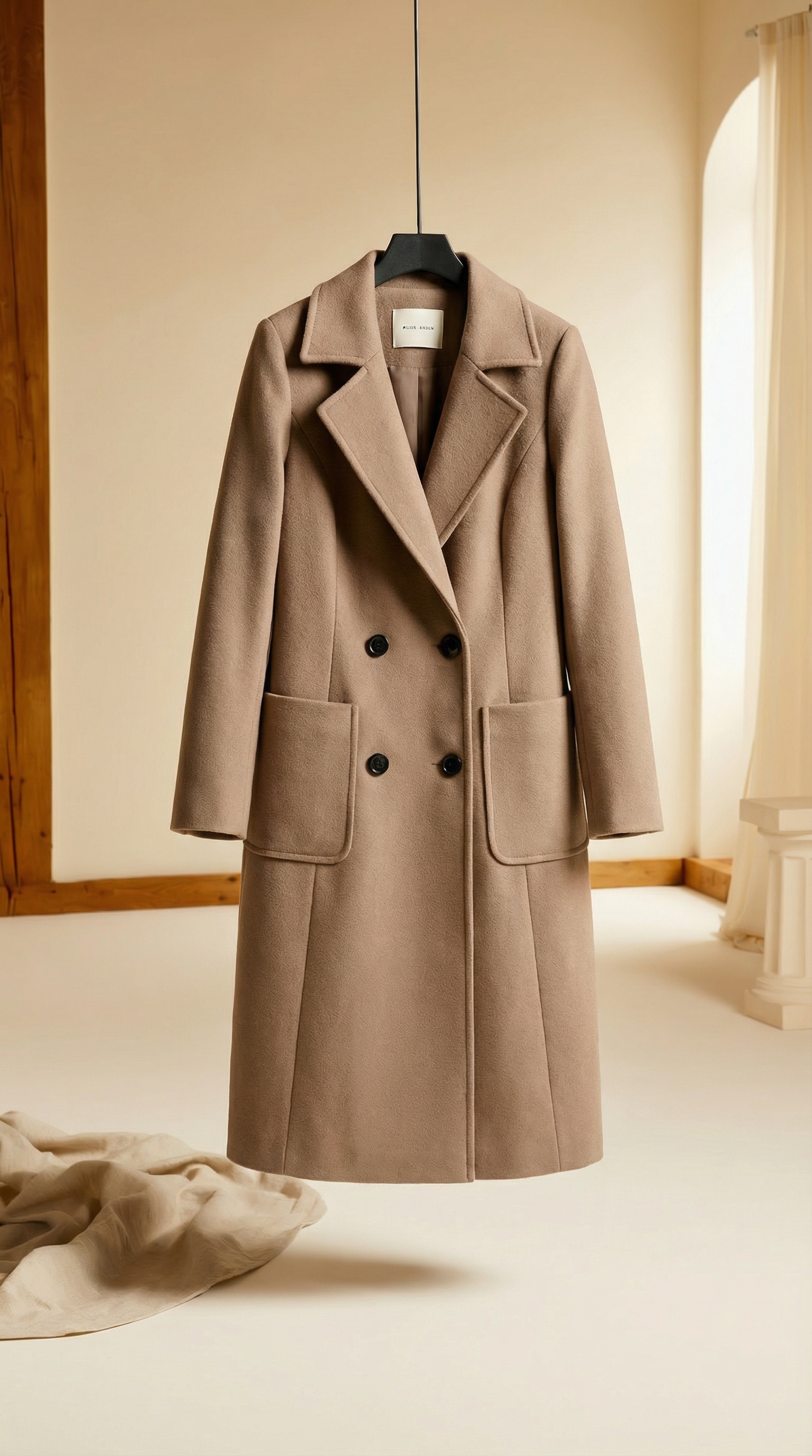 Audrey – Women’s Belted Wrap Wool-Blend Coat – Longline Winter Overcoat