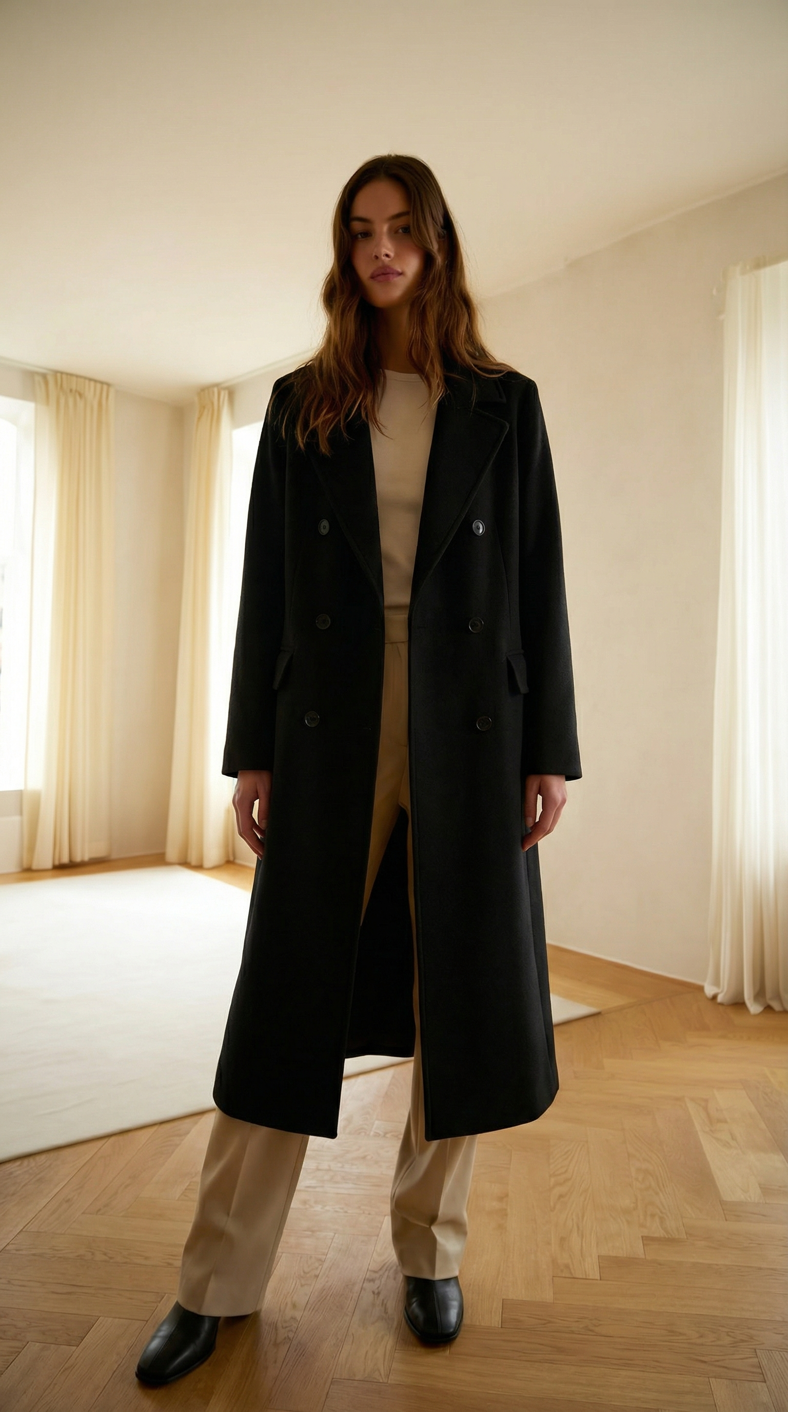 Audrey – Women’s Belted Wrap Wool-Blend Coat – Longline Winter Overcoat