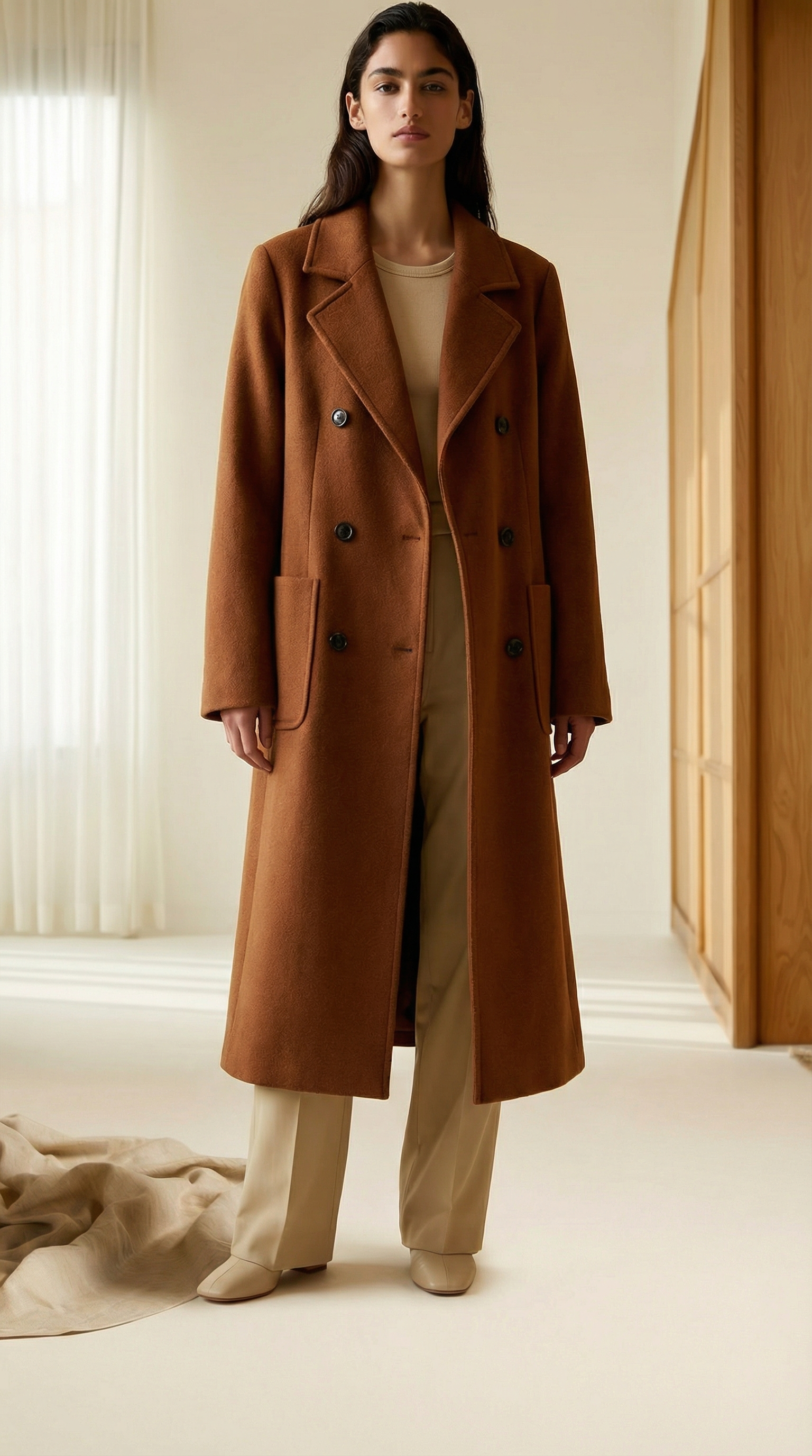 Audrey – Women’s Belted Wrap Wool-Blend Coat – Longline Winter Overcoat