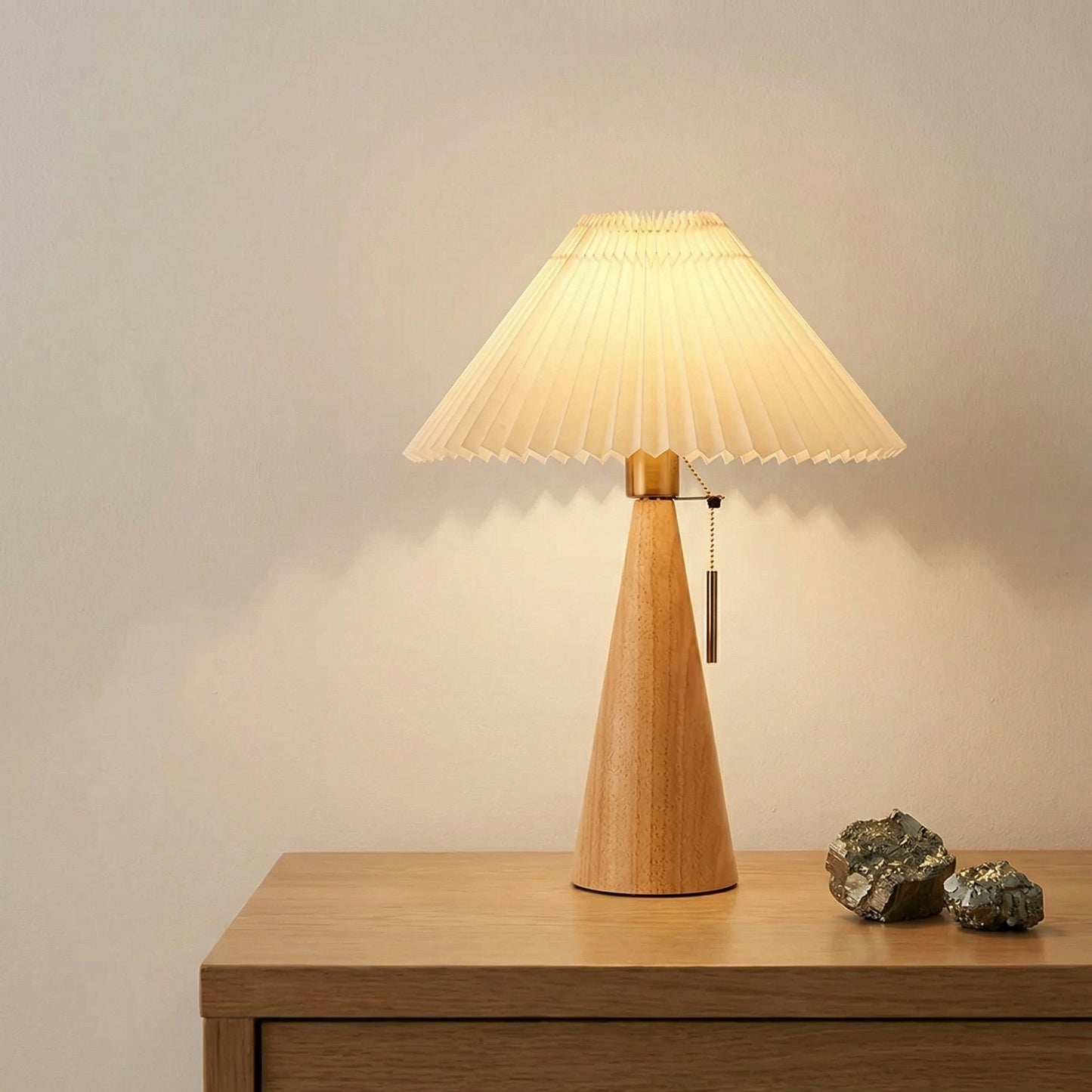 Pleated Wood Table Lamp